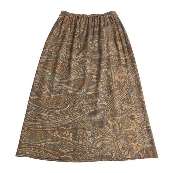 Vintage Van Heusen Skirt Womens M Paisley Wrap Front Button Rayon Neutral Boho - Picture 12 of 16